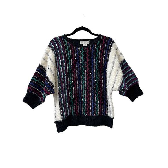 Vintage Pullover Sweater Colorful Knitted Ribbed Women's Size Large - Picture 1 of 6